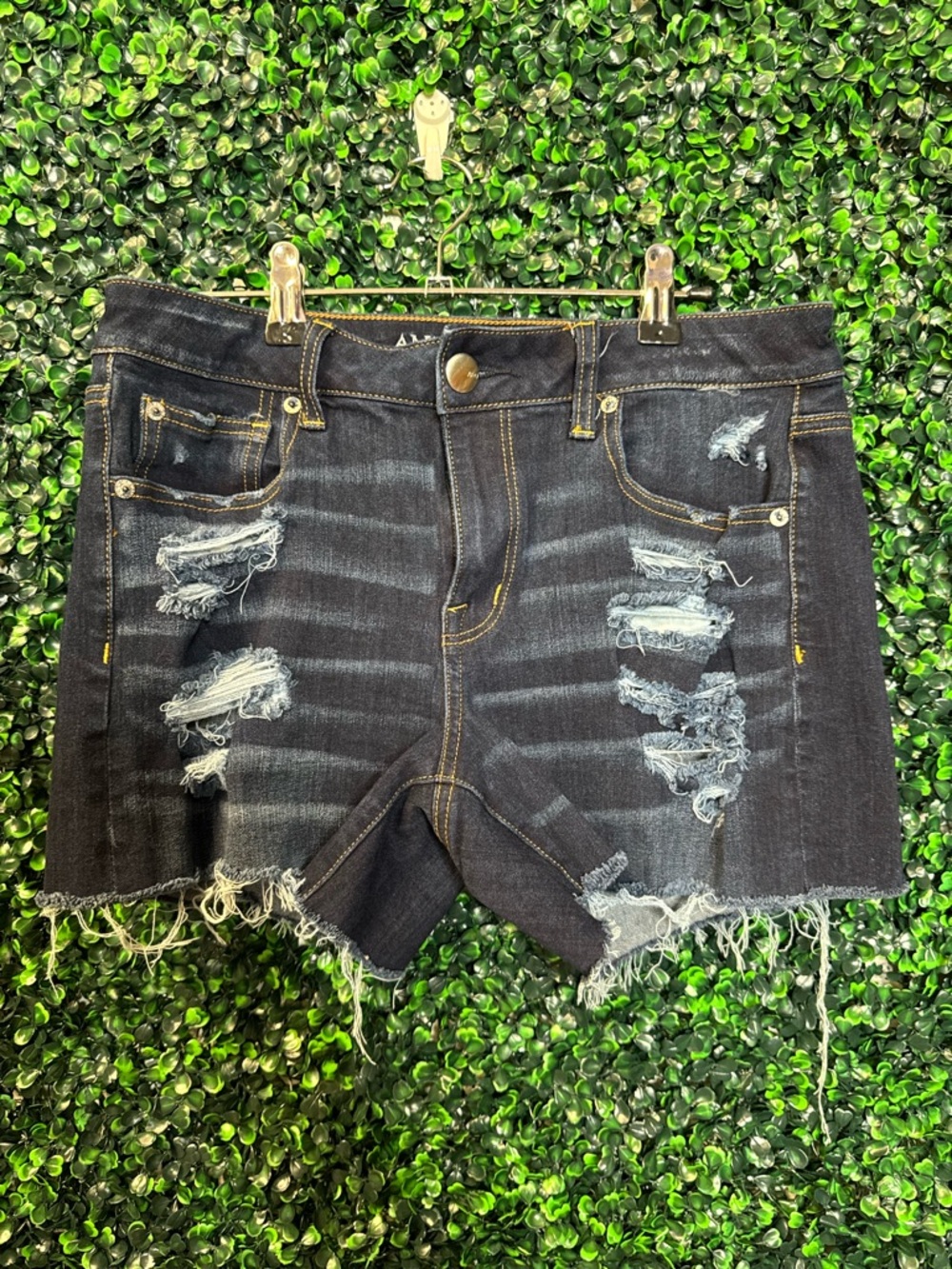 American Eagle Outfitters Dark Indigo Distressed Cutoff Denim Shorts